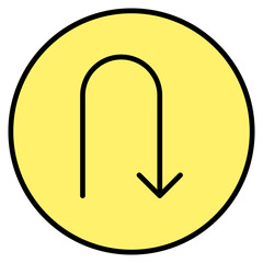 Vector Icon turn back, down, arrow, sign, side