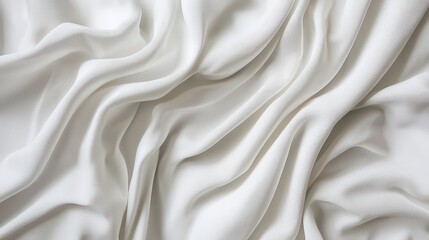 Fototapeta premium Beautiful White Fabric Texture Wallpaper. A soft, detailed texture of white fabric with gentle folds and shadows, adding a warm and comfortable feel.