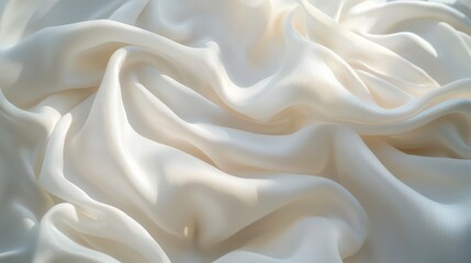 Fototapeta premium Beautiful White Fabric Texture Wallpaper. A soft, detailed texture of white fabric with gentle folds and shadows, adding a warm and comfortable feel.