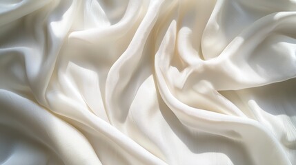 Obraz premium Beautiful White Fabric Texture Wallpaper. A soft, detailed texture of white fabric with gentle folds and shadows, adding a warm and comfortable feel.