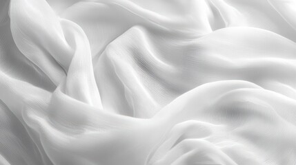 Obraz premium Beautiful White Fabric Texture Wallpaper. A soft, detailed texture of white fabric with gentle folds and shadows, adding a warm and comfortable feel.