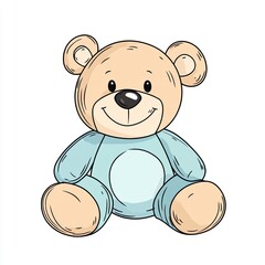 Obraz premium adorable illustration features a stuffed animal bear in soft pastel colors, depicted with a minimalist design on a bright white background, perfect for children's decor