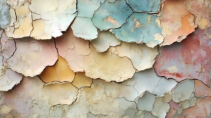 Obraz premium Colorful, peeling paint texture with layered surfaces.