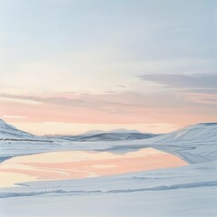Serene Winter Landscape with Soft Pastel Skies