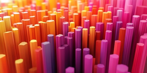 Obraz premium Colorful abstract bars creating a vibrant 3D landscape.