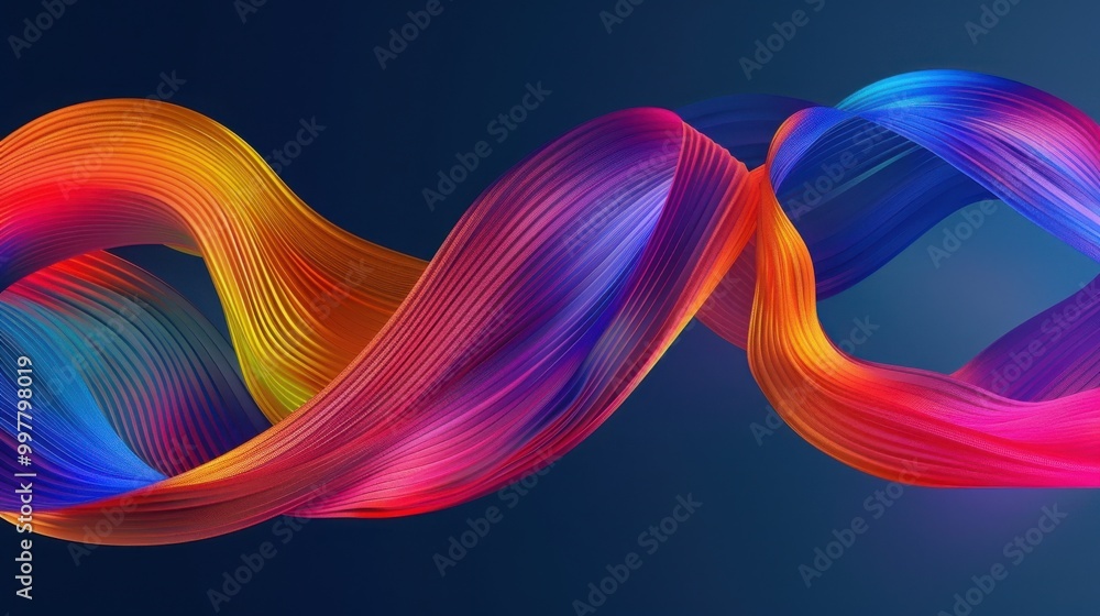 Wall mural abstract colorful background with a rainbow twisted ribbon