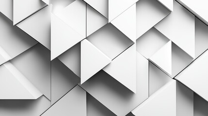 Obraz premium White Geometric Patterns Wallpaper. Modern geometric shapes in different shades of white, arranged in a clean and stylish pattern, perfect for a contemporary look.