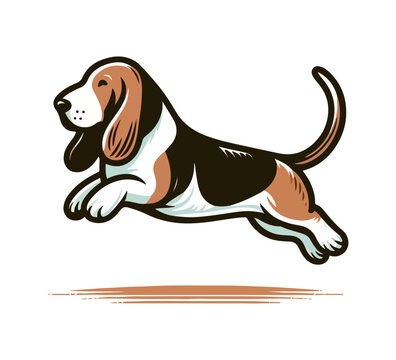 recommend clip art: Basset hound dog hand drawn vector illustration