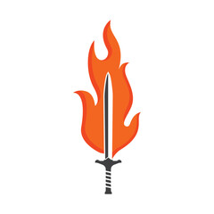 fire sword logo vector icon illustration