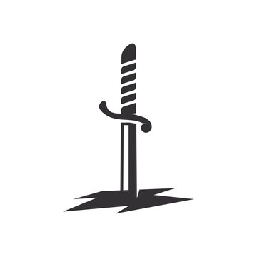 swords stuck logo vector icon illustration