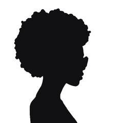 Afro-American Female in Glasses Silhouette Isolated on White Background – Vector Art