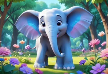 baby elephant in garden