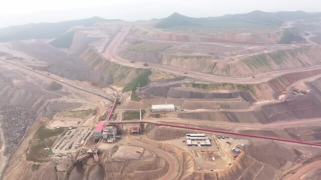 view of iron mine on hill in loess plateau