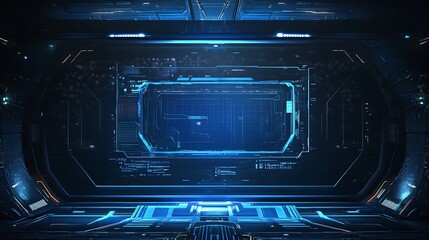 Obraz premium Abstract Futuristic Digital Tunnel with Glowing Blue Lines