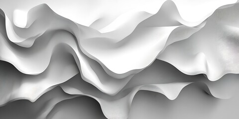 Fototapeta premium Abstract white fabric with flowing, wavy textures.