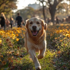 Golden Retriever Running.