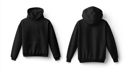 Black Hoodie Mockup Front and Back View
