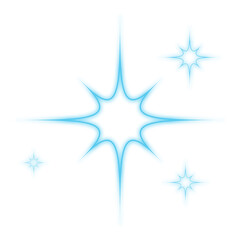 Glowing blue glitter star decoration.