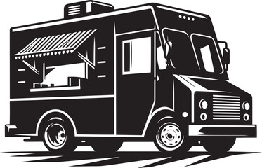 Street food truck silhouette vector illustration isolated on a white background