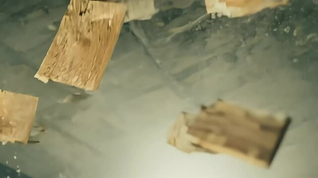 visual collapsed ceiling falling boards etrock debris created 4K background footage motion graphics overlay effects compatible draganddrop video editing