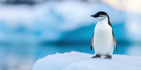 Obraz premium A close-up of an ice-dwelling Chinstrap penguin