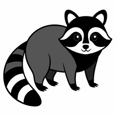  Linear paint draw Raccoon vector illustration