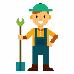  Vector illustration of an happy Gardener standing vector illustration