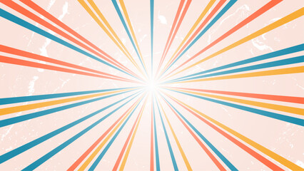 Sun rays retro vintage style background. Radial and swirl Sunburst pattern background. Rays backdrop. Summer banner vector