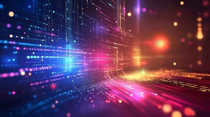 Naklejka premium Abstract Digital Circuitry with a Glowing Center