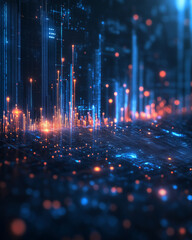 Obraz premium Futuristic Digital Landscape with Glowing Parts.