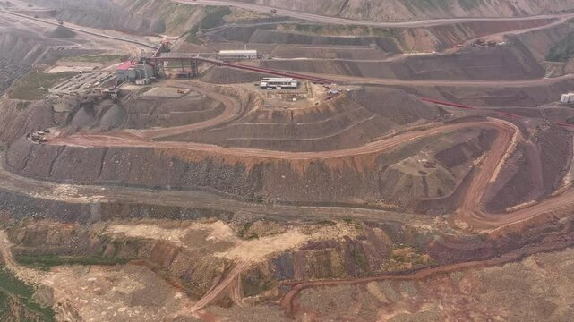 view of iron mine on hill in loess plateau