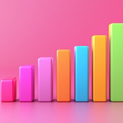 Modern Analytics Concept with 3D Bar Graph in Soft Pastel Tones on Gradient Field