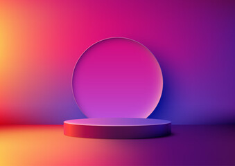 Gradient Purple and Pink Podium for Minimalist Product Showroom, Ideal for Elegant Displays and Creative Visuals