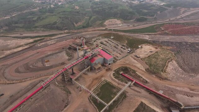 view of iron mine on hill in loess plateau