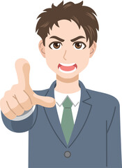 指摘する男性会社員（アジア人）