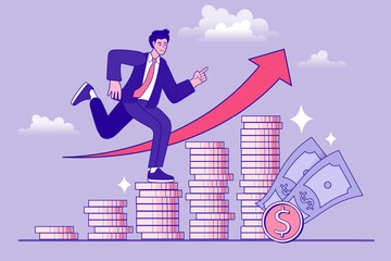 business man with graph, money