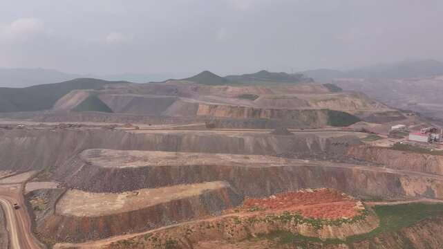 view of iron mine on hill in loess plateau