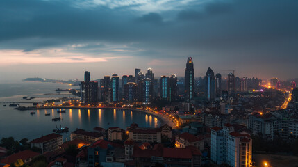 Fototapeta premium Evening City Skyline at Dusk