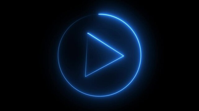 Video, video neon play button icon animation.glowing play button animation. Music play button icon animation.