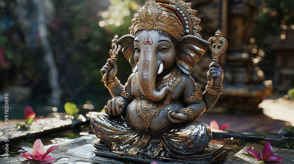 Sticker ganesha statue hindu god indian deity religious symbol god of beginnings lord ganesha elephant god h