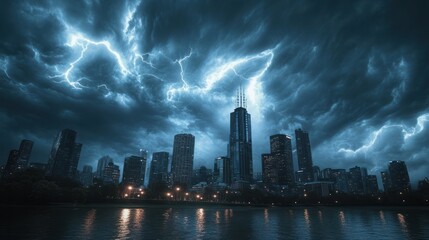 Fototapeta premium storm over the city in Vic