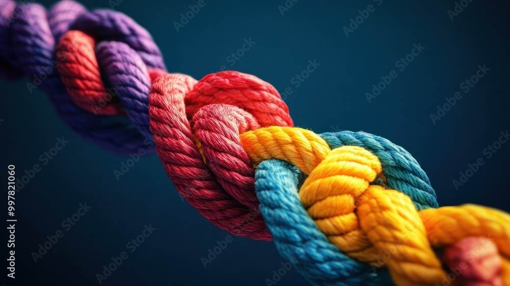 Aufkleber team rope diverse strength connect partnership together teamwork unity communicate support. strong d