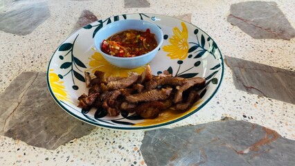 Grilled Pork Neck Thai Food