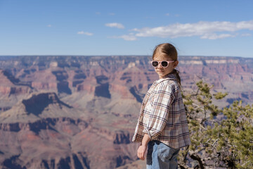 Child at the Grand Canyon in Arizona USA. 