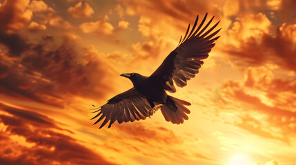 Fototapeta premium A concept of a robotic crow equipped with advanced technology and AI.