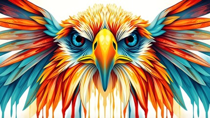 Fototapeta premium Colorful Eagle, Paint Drips