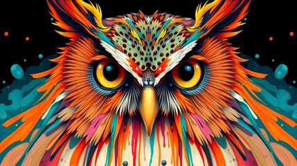 Obraz premium Owl in Colorful Drips