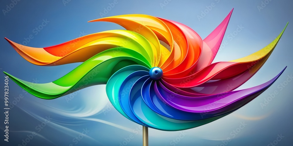 Poster a modern artistic interpretation of wind, featuring a dynamic symbol that embodies air flow and move