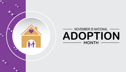 National Adoption month is observed every year on November.: People, Holidays Awareness concept. background, placard, banner template Vector illustration design.