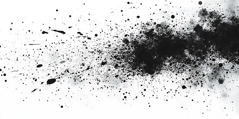 Obraz premium Abstract black ink splatter on a white background.